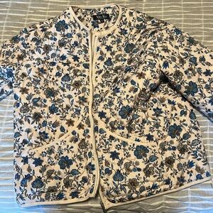 Floral Women's Jacket - Blue and Cream